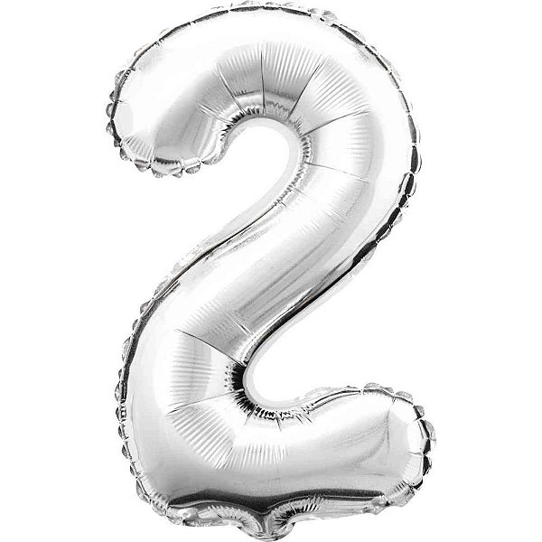 Balao metalizado numero 2 prata 80cm. - sao roque (unidade)