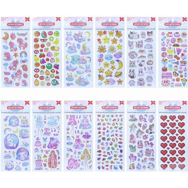 Adesivos decorados 10x24cm. girls cartela sortida - make+ (pct.c/24)
