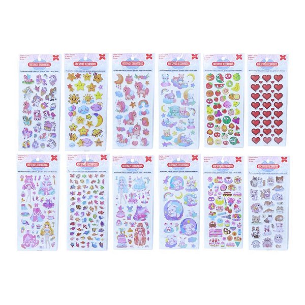 Adesivos decorados 10x24cm. girls cartela sortida - make+ (pct.c/24)