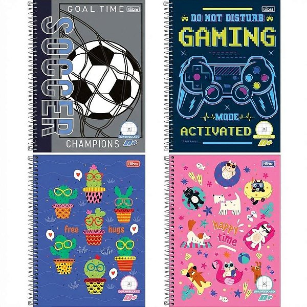 Caderno quadriculado univers. 7x7mm d+ 96fls masc/fem. cd - tilibra (pct.c/04)