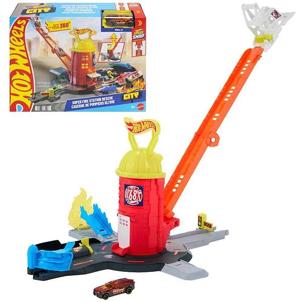 Hot wheels pista city super resgate estaça.bombeiros - mattel (unidade)
