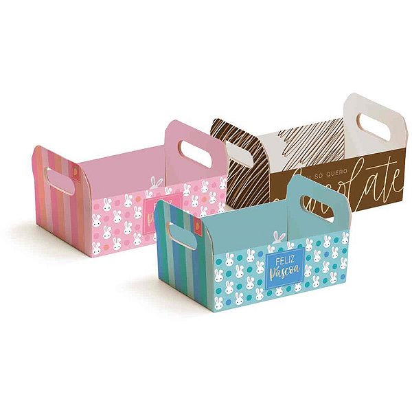 Cesta de papel pascoa caixote g 25x19x10cm (s - cromus (pct.c/10)