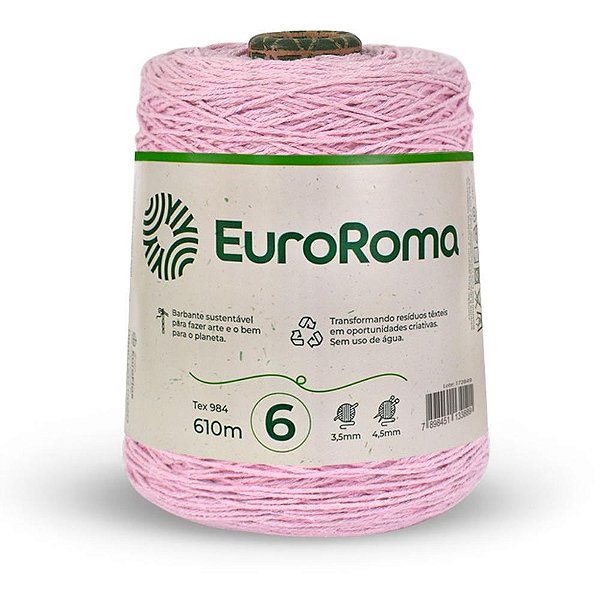 Barbante colorido 600g 4/6 fios 610m rosa bebe - euroroma (unidade)