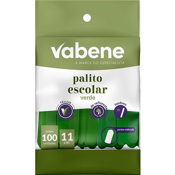 Palito de madeira p/sorvete ponta redonda verde - vabene (pct.c/100)