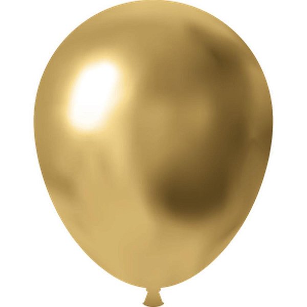 Balao 9 liso ouro metalico cromado - festcolor (pct.c/25)