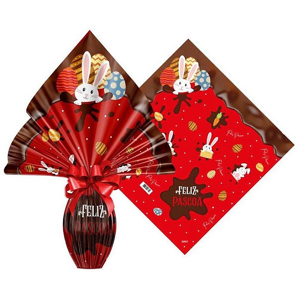 Embalagem p/ovo de pascoa 34x34cm chocolatier vermelho - xingo embalagens (pct.c/25)