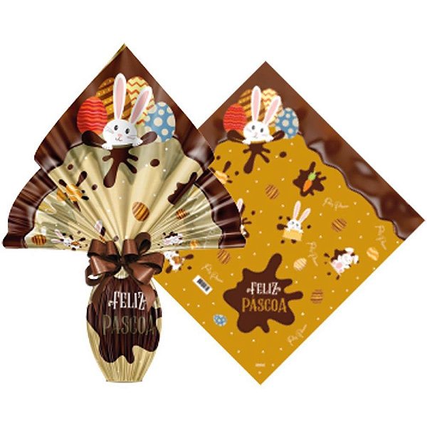 Embalagem p/ovo de pascoa 34x34cm chocolatier ouro - xingo embalagens (pct.c/25)