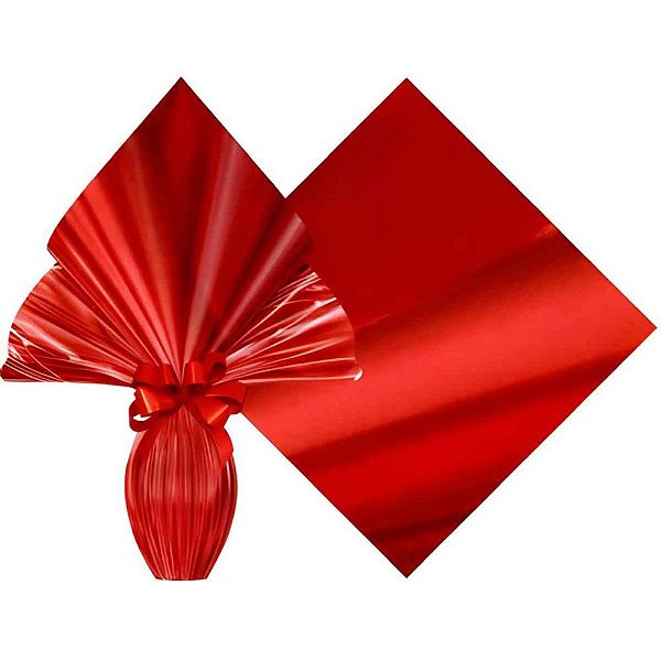 Embalagem p/ovo de pascoa 34x34cm vermelho poli metaliza - xingo embalagens (pct.c/25)