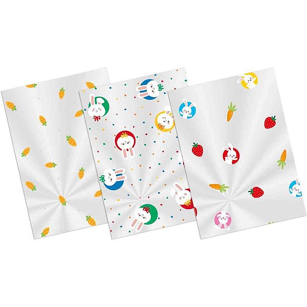 Saco para pascoa transparente 10x14cm decorado (sortido) - packpel (pct.c/50)