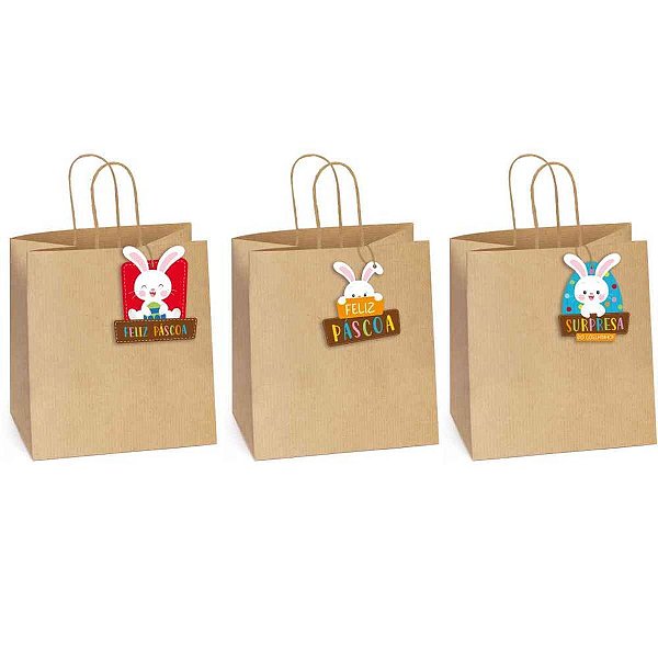 Sacola decorada pascoa chocomundo c/tag 27,5x22x16cm - packpel (pct.c/10)