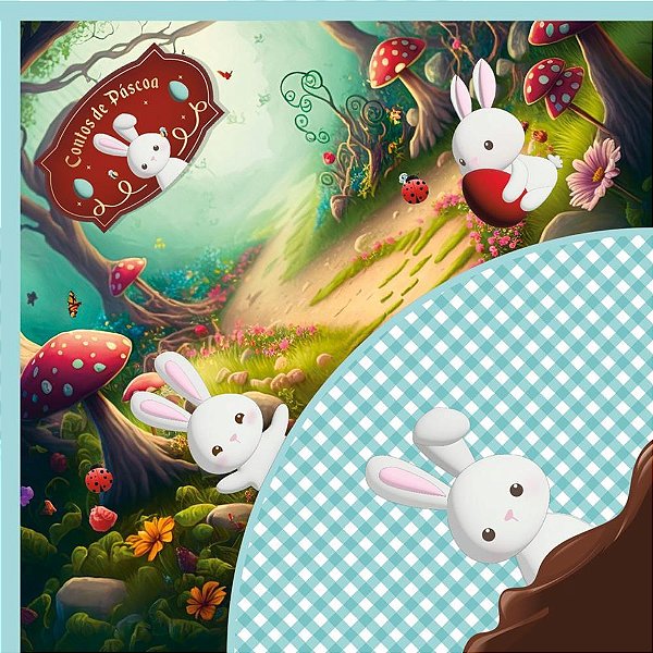 Embalagem p/ovo de pascoa 32x32cm contos de pascoa azul - cromus (pct.c/25)