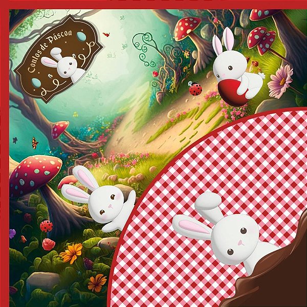 Embalagem p/ovo de pascoa 32x32cm contos de pascoa verm. - cromus (pct.c/25)