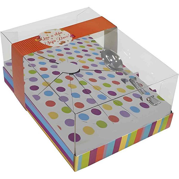 Caixa p/ovo de pascoa 500g c/colher poa colors - xingo embalagens (pct.c/05)