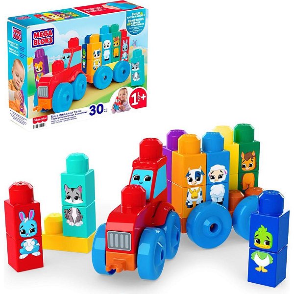 Mega bloks trator de animais 30pcs - mattel (unidade)