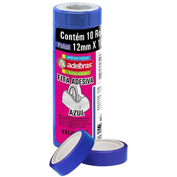 Fita adesiva polisil 12mmx10m. azul - adelbras (pct.c/10)