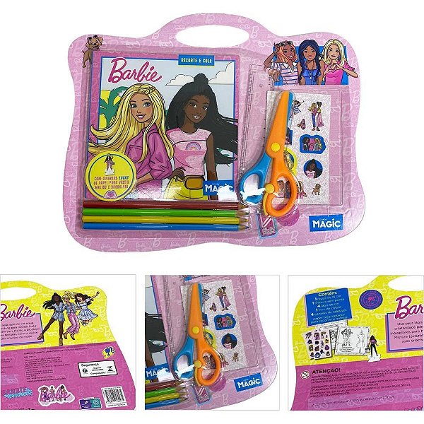 Livro de colorir recorte e cole barbie 16pgs - magic kids (unidade)