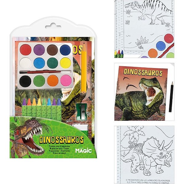 Livro aquarela dinossauros mini kit 8pgs - magic kids (unidade)