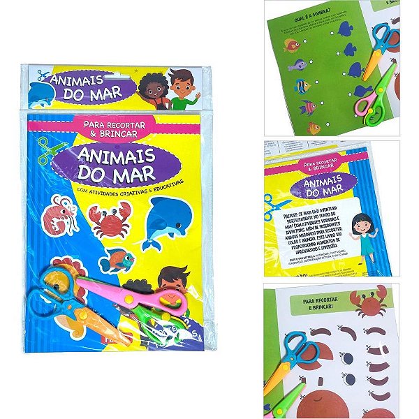 Livro de atividades recortar e brincar animais mar - magic kids (unidade)