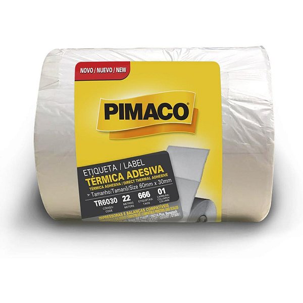 Etiqueta adesiva termica 60mmx30mm c/666 etiq. - pimaco (rolo)
