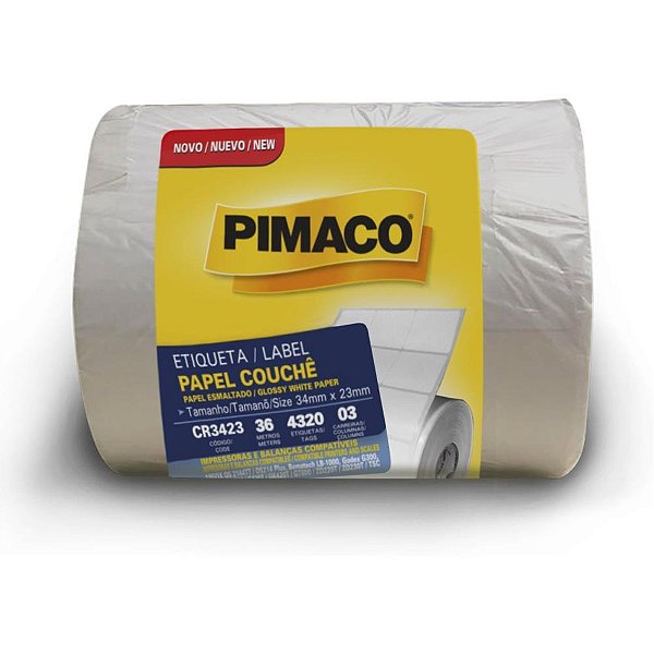 Etiqueta adesiva couche 34mmx23mm c/4320 etiq. - pimaco (rolo)