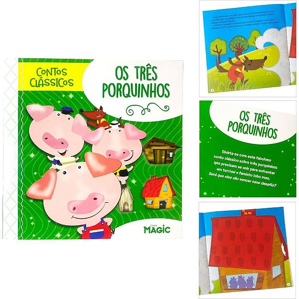 Livro infantil ilustrado tres porquinhos 12pgs 20x20 - magic kids (unidade)