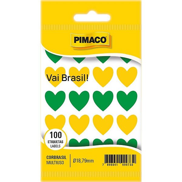 Copa do mundo adesivo tp-18 coracao brasil - pimaco (ct.c/100)