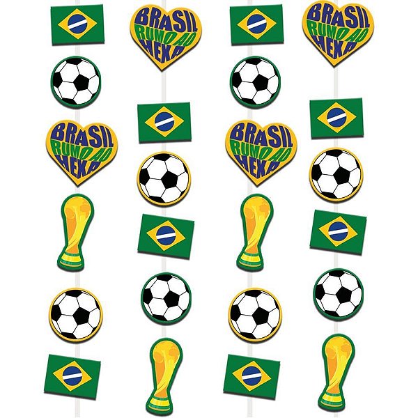 Copa do mundo cortina decorativa brasil - festcolor (pct.c/04)