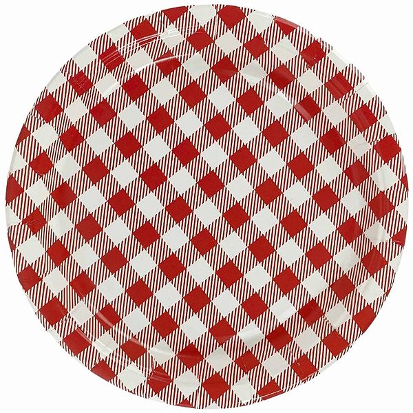 Festa junina prato de papel xadrez vm 18cm - art lille (pct.c/08)