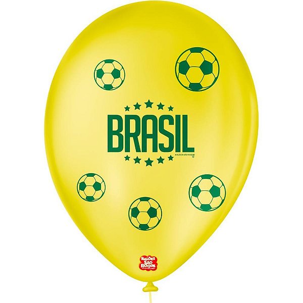 Copa do mundo balao 9 decorado brasil (sortido) - sao roque (pct.c/25)