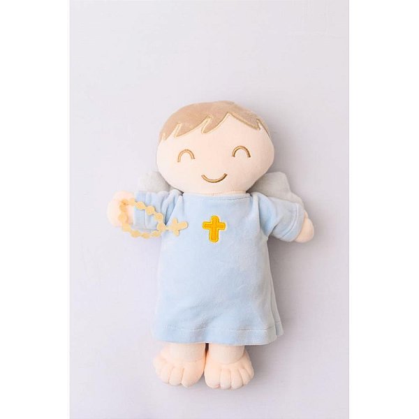 Boneca de pelucia anjinho da guarda azul 32cm - zip (unidade)