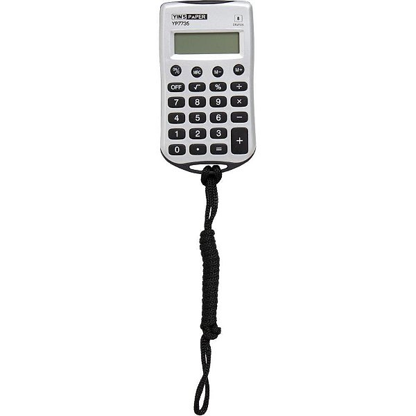 Calculadora de bolso 8 digitos com cordao prata/pre - yins (unidade)
