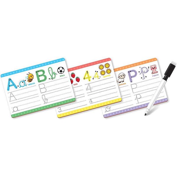 Brinquedo pedagogico caligrafia c/18 cartelas - ggb plast (unidade)