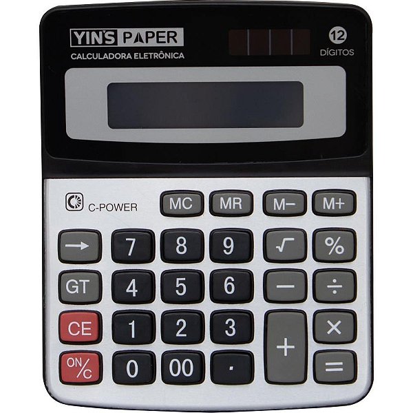 Calculadora de mesa 12 digitos com som prata - yins (unidade)