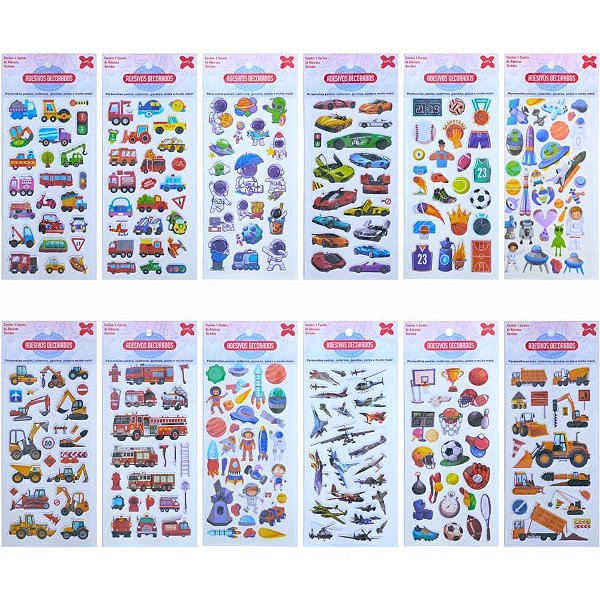 Adesivos decorados 10x24cm. boy kids cart.sortida - make+ (pct.c/24)