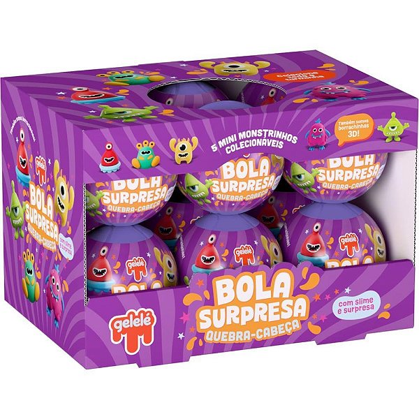 Slime bola surpresa monstrinhos (sortido) - doce brinquedo (dp.c/12)