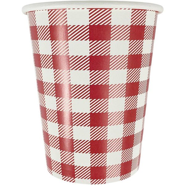 Festa junina copo de papel xadrez vm. 240ml - art lille (pct.c/08)
