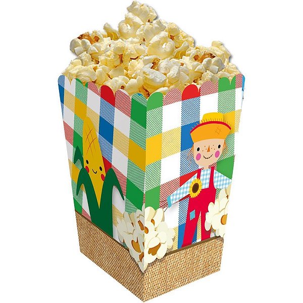 Festa junina caixinha para pipoca grande - festcolor (pct.c/25)