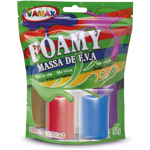 Massa de eva 5 cores 50g. bc/mr/az/ll/vm - evamax (pacote)
