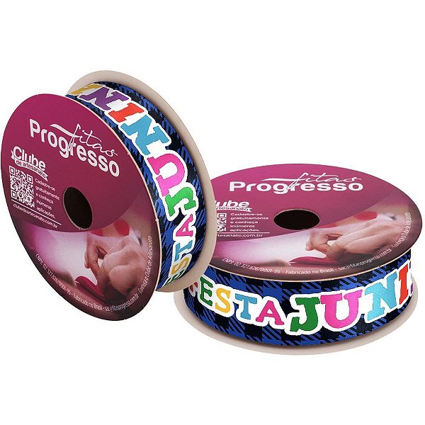 Festa junina fita cetim 22mmx10m. frases vm - fitas progresso (unidade)