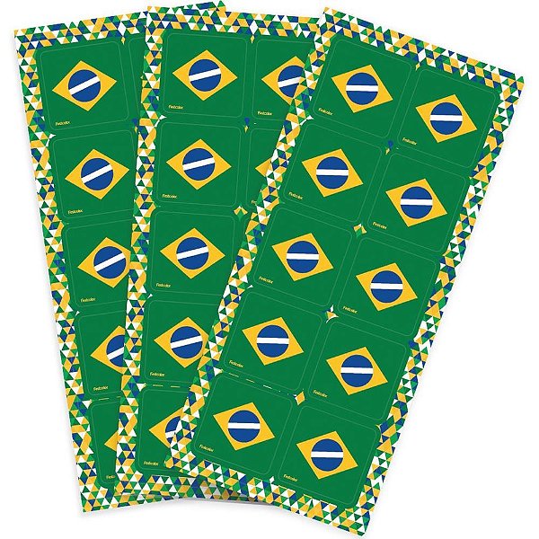 Copa do mundo adesivos brasil quadrado - festcolor (pct.c/30)