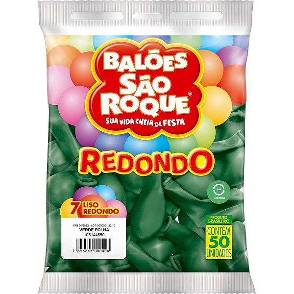 Balao 7 liso redondo verde folha - sao roque (pct.c/50)