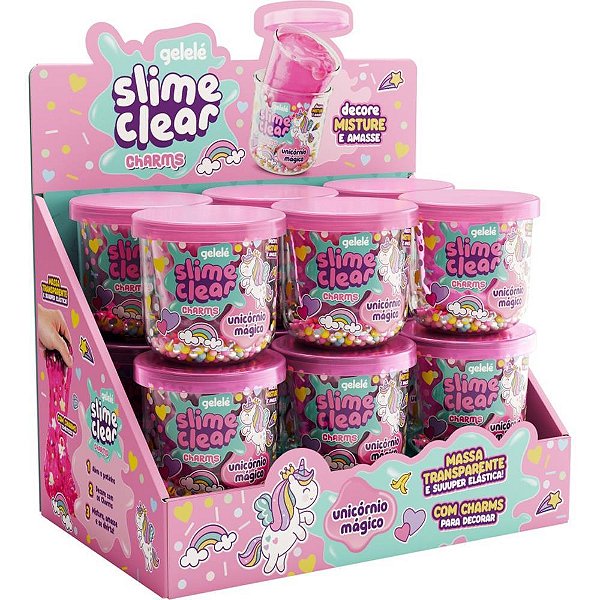Slime clear charm unicornio magico - doce brinquedo (dp.c/12)