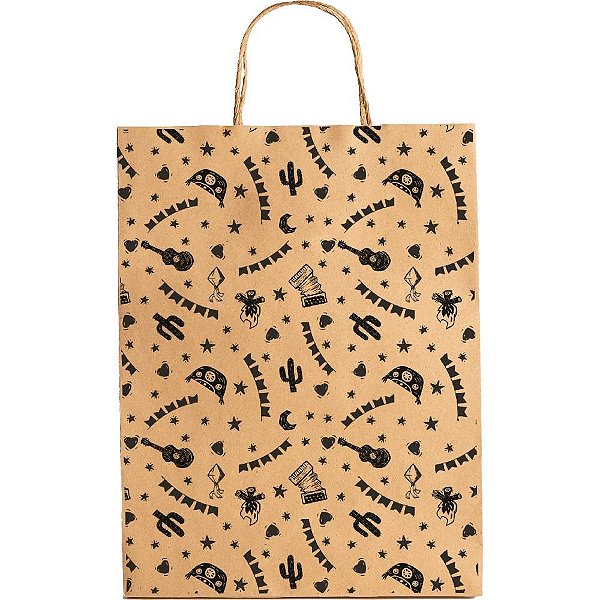 Festa junina sacola kraft festa na roca m - festcolor (pct.c/25)