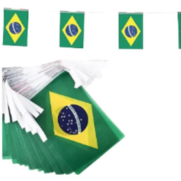 Copa do mundo bandeirinha tecido br.6mt-20un - nyr festas (pct.c/12)