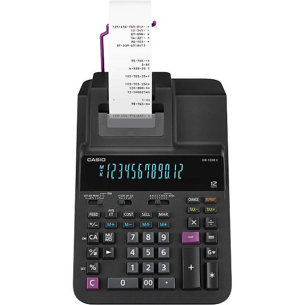 Calculadora de impressao 12dig.reimpressao preta bivolt - casio (unidade)