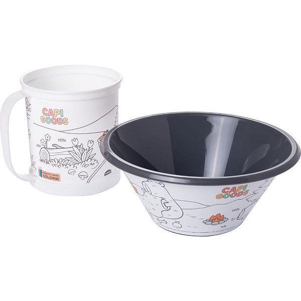 Caneca decorada capi goods com bowl p/colorir - plasutil (kit)