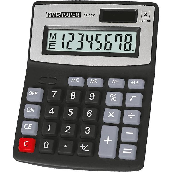 Calculadora de mesa 8 digitos preto/prata - yins (unidade)