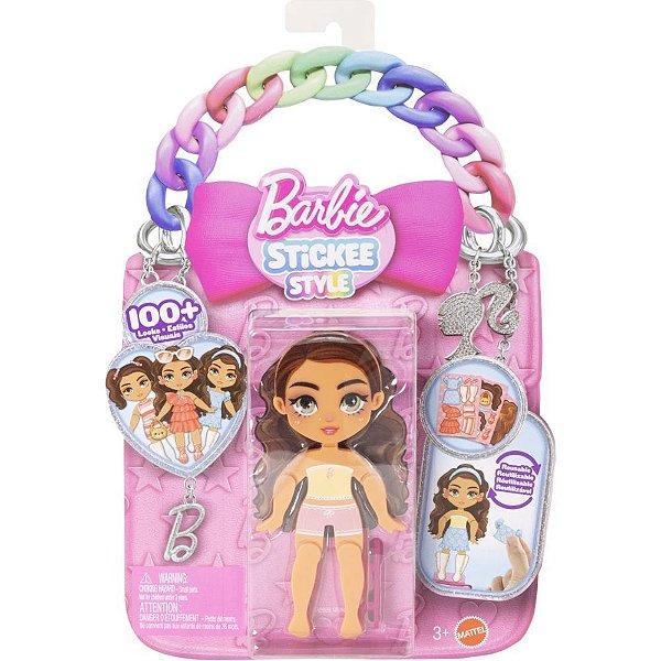 Barbie stickee style boneca vinil c/stickers (sortido) - mattel (cx.c/08)