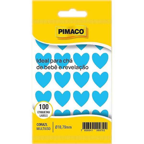 Etiqueta lisa com formas coracao tp-18 azul - pimaco (ct.c/100)