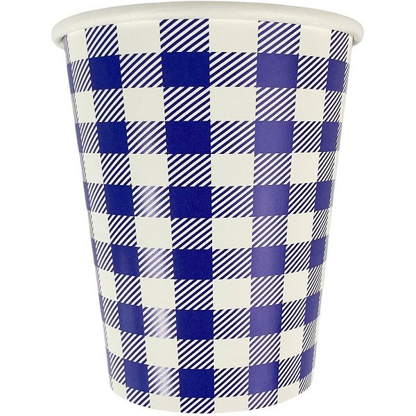 Festa junina copo de papel xadrez az 240ml - art lille (pct.c/08)